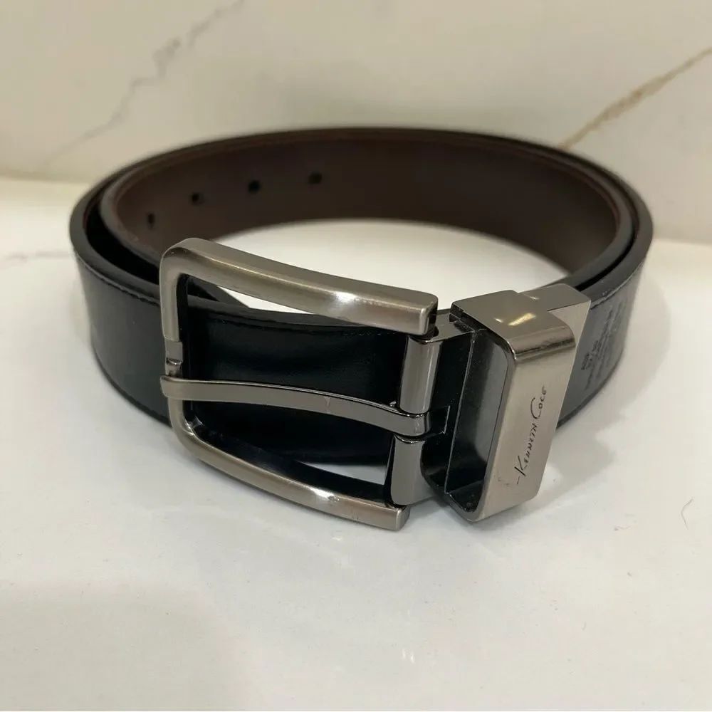 Kenneth Cole Black and Pewter Men's Belt
